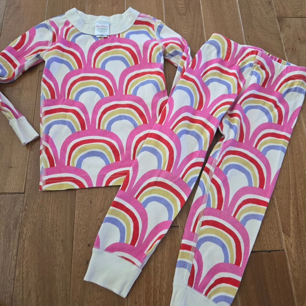 Hanna Andersson Kids 3T Rainbow Arch Organic Cotton Pajama Set Pink Red 3T 90cm